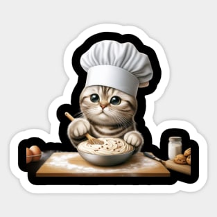 Cute Cat Chef: Whisking Up Delightful Pastries with Feline Flair Sticker